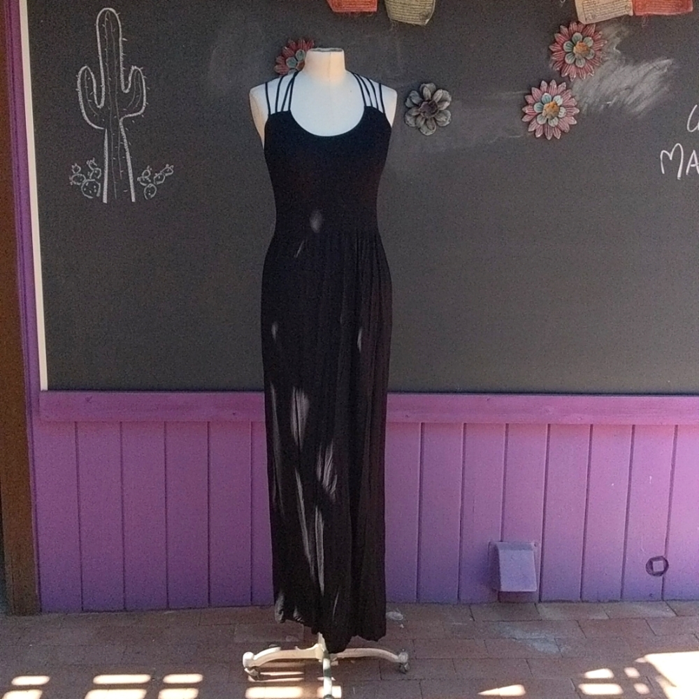 Strappy black stretch sun dress